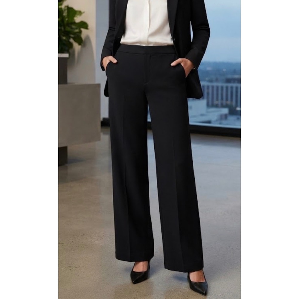 Talbots Womens Black Wide Leg Crop Pants Pull On Stretch Trousers Size S JO3069 - Picture 1 of 13